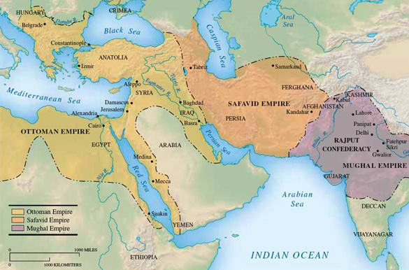 Map of the Ottomon and Safavid Empires.