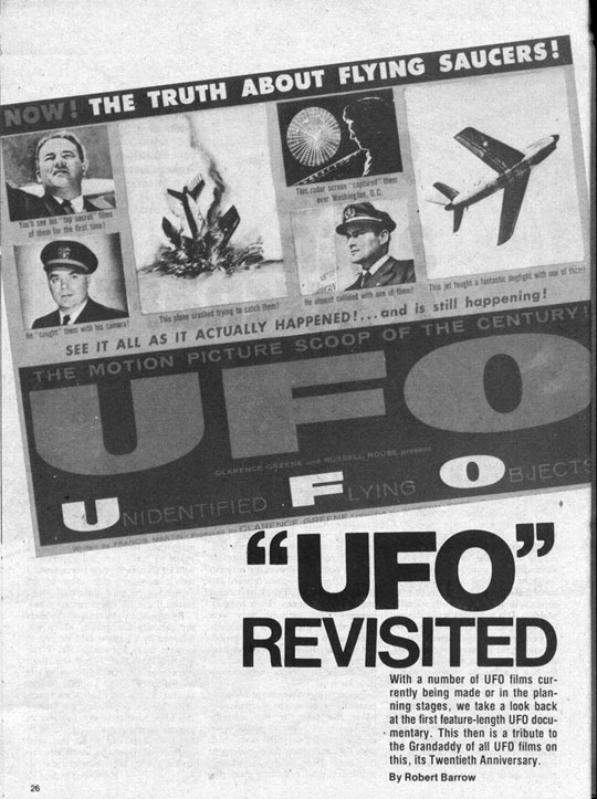 Article on the movie about Al Chop titled, UFO: The Truth About Flying Saucers.