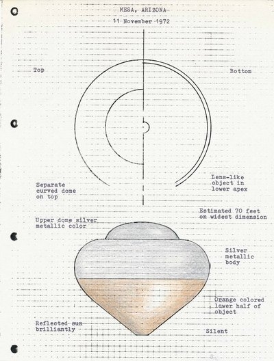 1972 Illustration of Mesa UFO - Wendelle Stevens