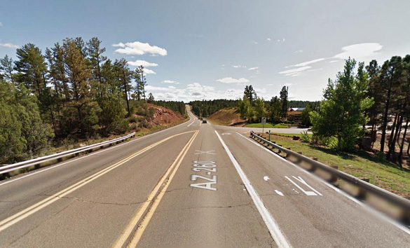 The witness saw the slow moving object as it passed over his home and was headed into Show Low, Arizona. Pictured: Show Low, AZ. (Credit: Google)