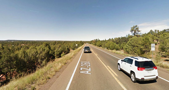 The witness was afraid because he was home alone at the time and thought that the craft might land. Pictured: Show Low, AZ. (Credit: Google)