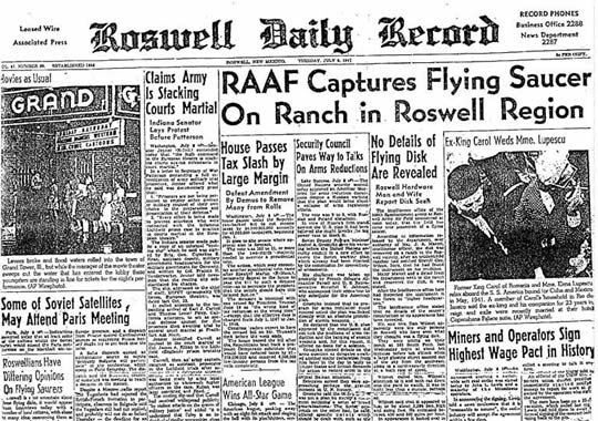 Roswell Daily Record July 8, 1947.