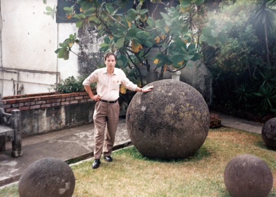Antonio with the stone spheres. (image credit: Antonio Huneeus)