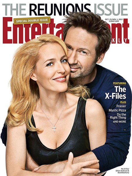 Gillian Anderson and David Duchovney on the cover of Entertainment Weekly in 2013.