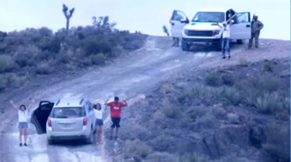 Trespassers being detained at Area 51. (Credit: Jeremiah Hasvold/YouTube)