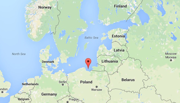 The red marker shows the location of the Bay of Gdansk where the UFO video was allegedly taken. (Credit: Google Maps)