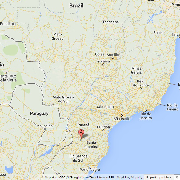 Location of Ipuaçu on map of Brazil.