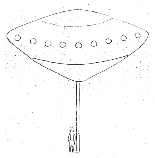 Brigg's sketch of the UFO and occupant.