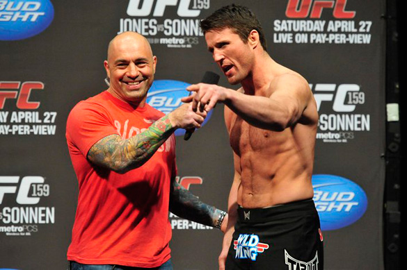 Joe Rogan (left) with Chael Sonnen. (Credit: USA TODAY Sports)