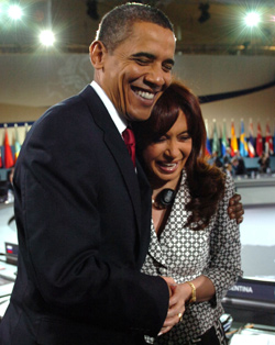 Cristina Fernández de Kirchner with Presdient Obama (image credit: Govt. of Argentina).