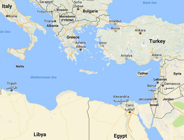 Map showing Malta and Cyprus. (Credit: Google Maps)