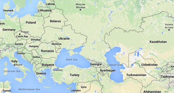 Map of the EuroRussia area.