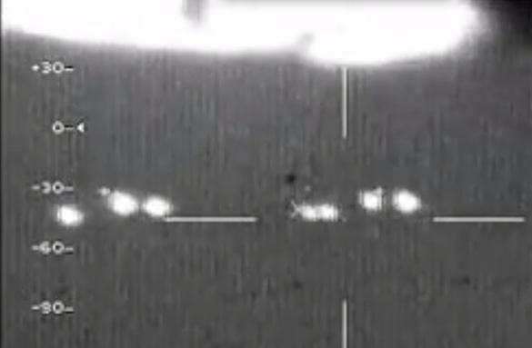 Soon after the above image was taken in the video, the first light in the second group can be seen separating into two lights as Ben predicted. (Credit: Mexican Air Force)