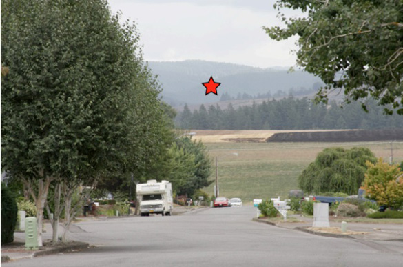 Location of the first sighting. The red star marks where Brown saw the UFO. (Credit: Keith Rowell)