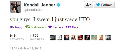 Kendall Jenner UFO Tweet 1