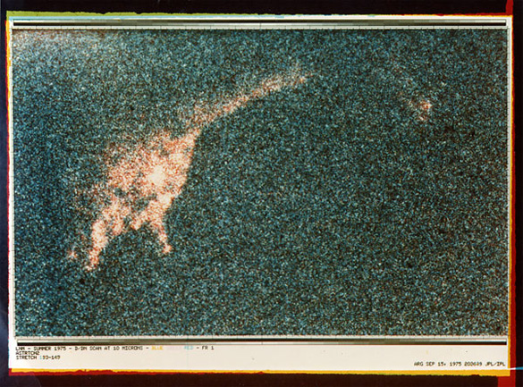 This 1975 Loch Ness photograph by Charles W. Wyckoff was enhanced by computer at the Jet Propulsion Lab to better define object outlines. (Credit: JPL-enhanced photo courtesy of Robert Rines)