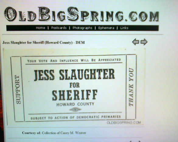 Sheriff Jess Slaughter ad campaign leaflet.