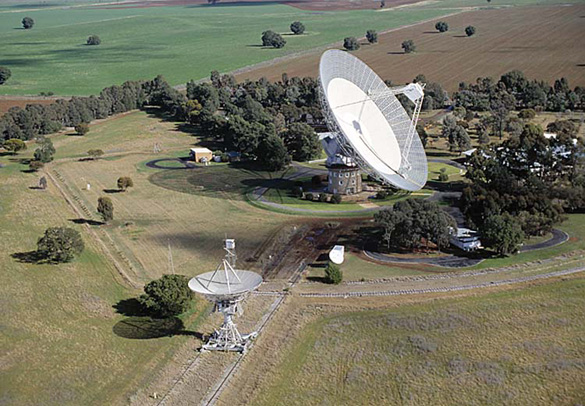 The Parkes radio telescope in Australia. All but one of the 11 FRB signals was recorded using this telescope.