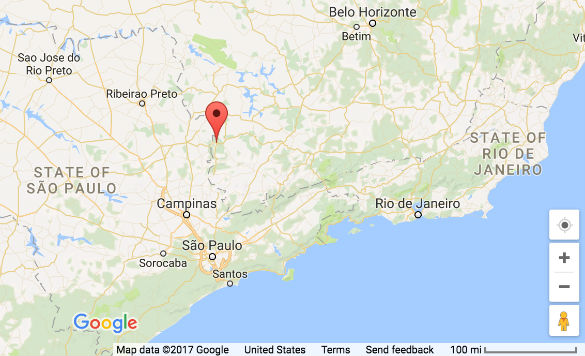 Map of Poços de Caldas, Brazil and the surrounding area. (Credit: Google Maps)