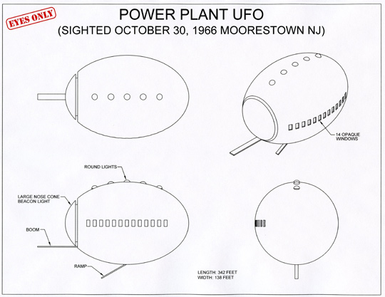 Diagram by Michael Schratt of the UFO as described by the witness.