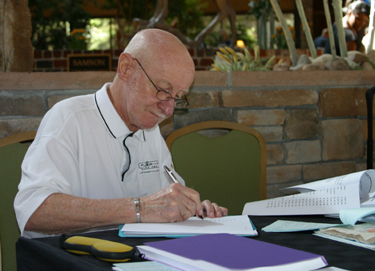 Dr. Robert LeLieuvre working on the study at the MUFON Symposium in 2010. (image credit: Alejandro Rojas)