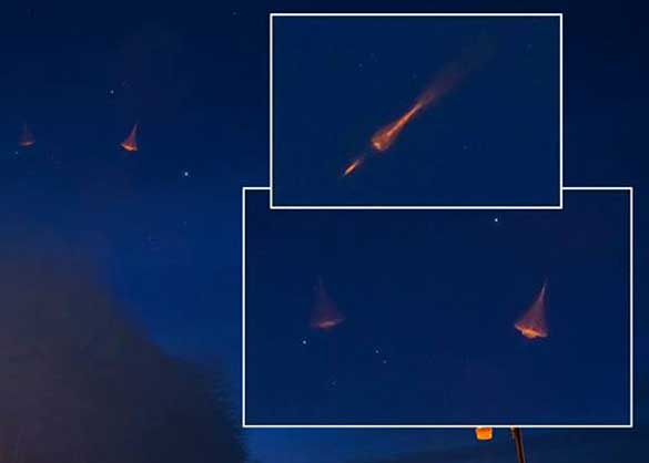 Close-up of mysterious objects in Montanus' UFO photo. (Credit: Jim Montanus/Montanus Photography)
