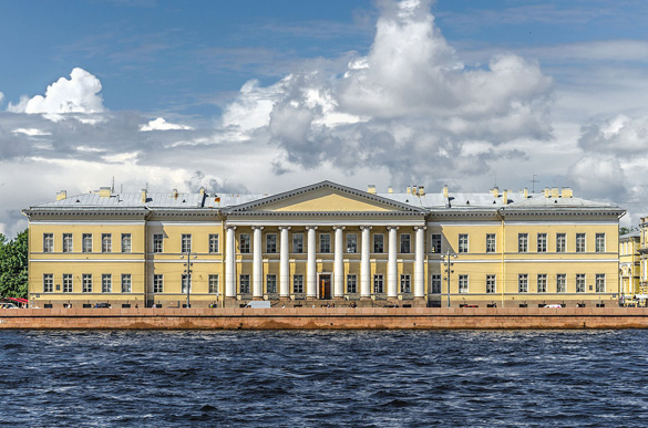 The building of the Imperial Academy of Sciences in Saint Petersburg on Universitetskaya Embankment Building Russian Academy of Sciences in Saint Petersburg. (Credit: Alex Florstein)