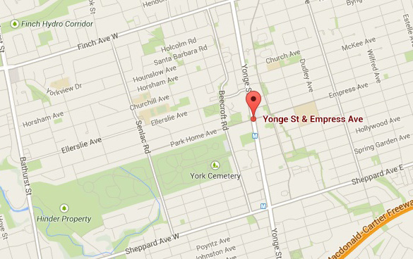 The area around Yonge St. and Empress Ave. (Credit: Google Maps)