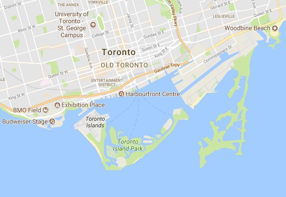 Map of Toronto Harboufront. (Credit: Google Maps)