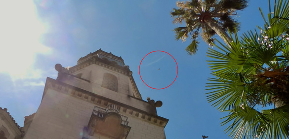 Photograph provided by the witness with the UFO circled. (Credit: MUFON)