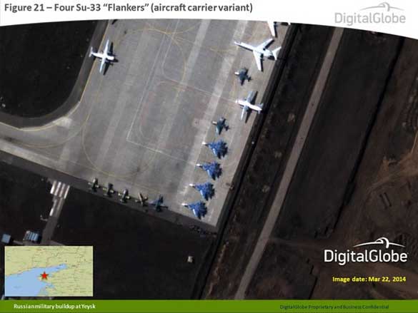 Recent images of the Yeisk (Yeysk) Russian air base. Its proximity to Ukraine has gotten the base a lot of recent attention. (Credit: Digital Globe)