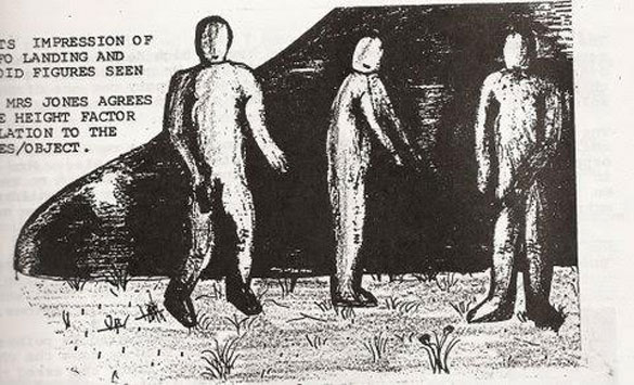 Original artist impression: Featured in the 1986 publication is this on-site sketch of the entities by Mark Birdsall.