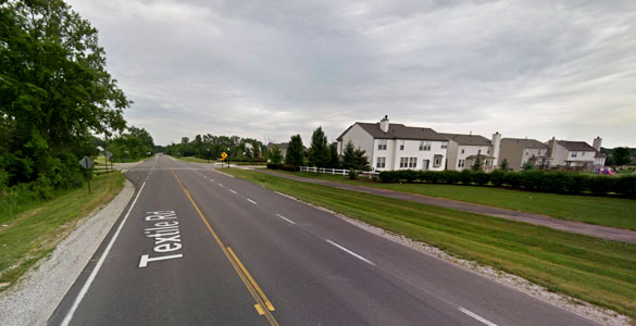 The witness first saw the hovering UFO along Textile Road in Ypsilanti, MI, near the intersection with Cherrywood Drive, pictured. (Credit: Google)