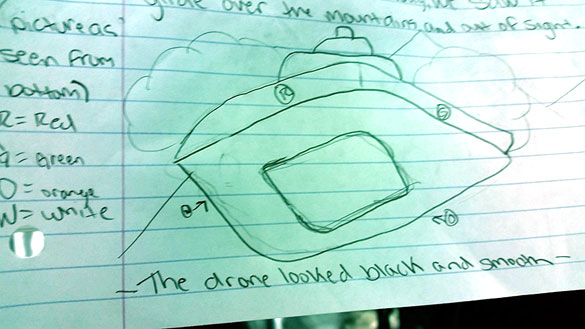 Witness illustration of the diamond-shaped object. (Credit: MUFON)