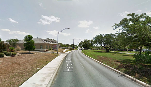 The witness saw a large, cigar-shaped UFO moving over San Antonio. Pictured: Hardy Oak Boulevard in San Antonio. (Credit: Google Maps)