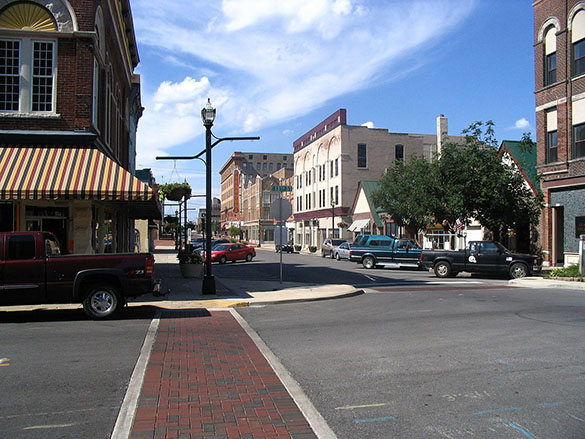 The witness said the object was as large as a football field moving overhead. Pictured: Downtown Anderson, IN. Credit: Wikimedia Commons