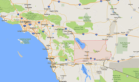 The witness was driving in rural Imperial County, CA, when the object was seen. (Credit: Google)
