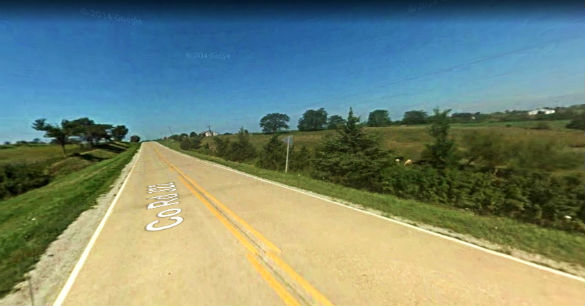 The witness first thought the object was a helicopter. Pictured: Rural area near Millerton, Iowa. (Credit: Google)
