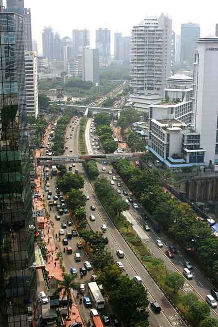 The witness was outside at a basketball court with family on July 17, 2015, when the object first came into view. Pictured: Jakarta's main avenue and business district. (Credit: Wikimedia Commons)