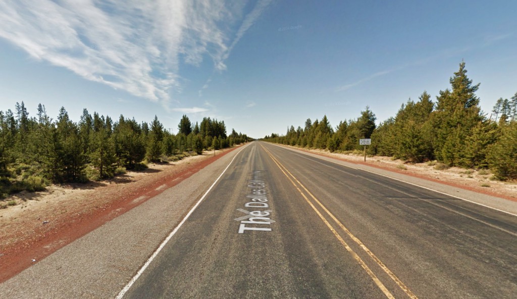 The object had a wing span between 25 and 50 feet. Pictured: Dalles-California Highway near Beaver Marsh, Oregon. (Credit: Google)
