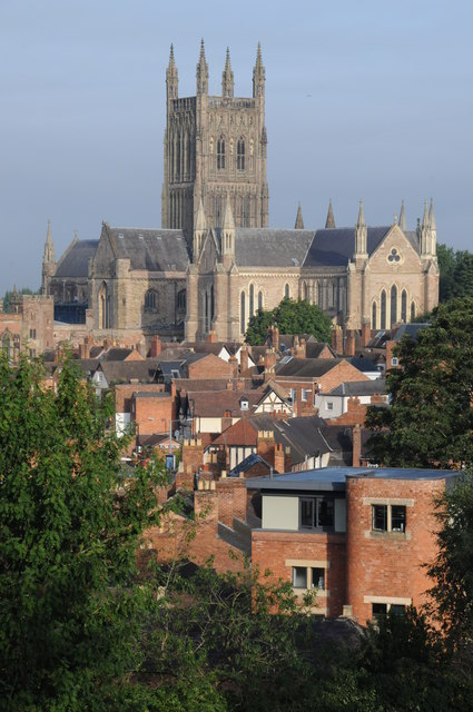 The first sighting was a star-like light speeding across the sky. Pictured: Worcester Cathedral from Fort Royal Hill. (Credit: Wikimedia Commons)
