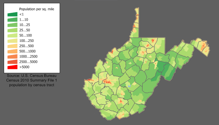 With a low population compared nationally, there are fewer UFO cases in West Virginia than other more populated states. (Credit: Wikimedia Commons)