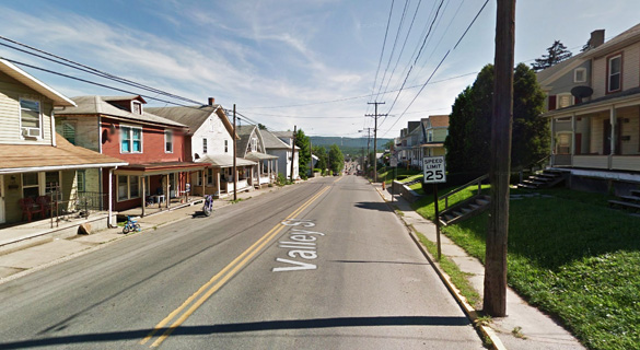 The Lewistown, PA, witness said the object quickly disappeared and re-appeared higher in the sky nearby. Pictured: Lewistown, PA. (Credit: Google)