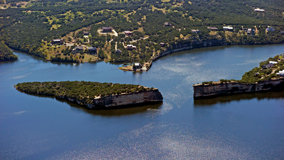 Possum Kingdom Lake, pictured, is a reservoir on the Brazos River. (Credit: Wikimedia Commons)