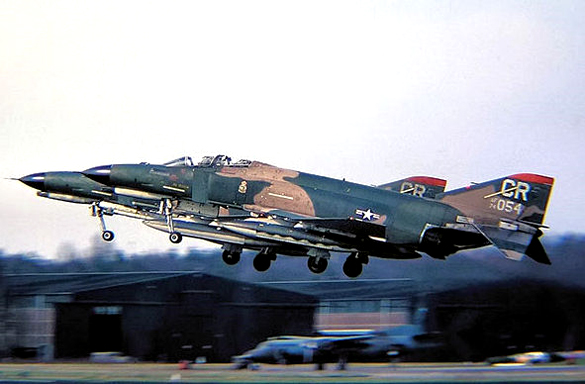 F-4E Phantom II of 32nd TFS taking off, around 1975, at Soesterberg Air Base. (Credit: Wikimedia Commons)