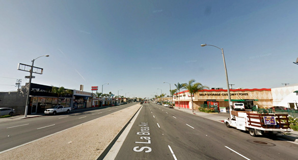The triangle-shaped object made no noise. Pictured: Inglewood, California. (Credit: Google)