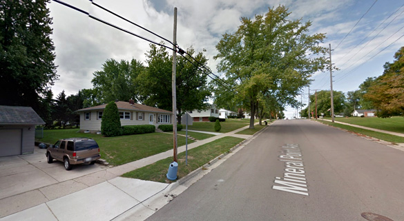 The object was hovering for about 30 seconds before it moved away quickly. Pictured: Janesville, WI. (Credit: Google)