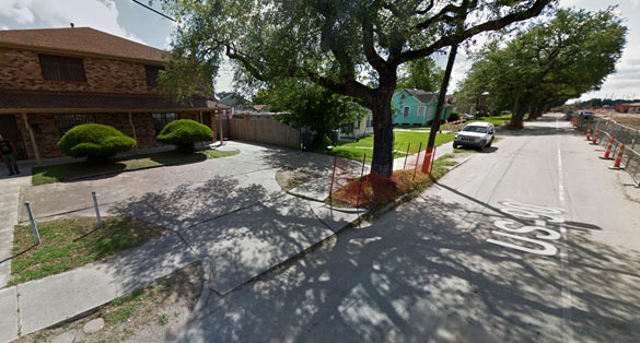 The object appeared to be made of a sold metallic. Pictured: Street scene in Jefferson, LA. (Credit: Google Maps)