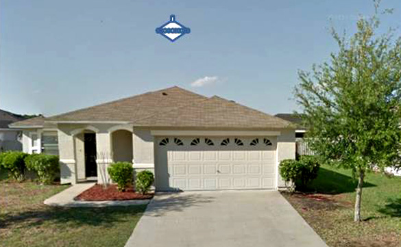 The neighbor’s house is used as a reference shot with illustration of UFO above it. (Credit: MUFON)