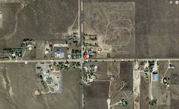 The object was hovering directly over power lines and a cattle grazing area. (Credit: Google)